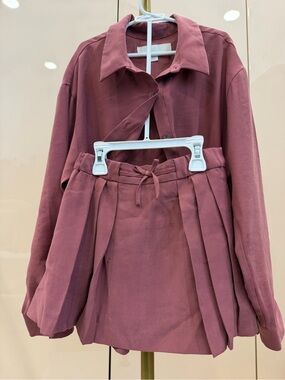 Zara Mauve Pink Girls Matching Shirt and skort Set